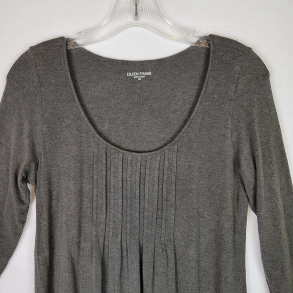 Eileen Fisher Womens Long Sleeve Jersey Knit Knee Length Dress Size XS Gray - Picture 2 of 5